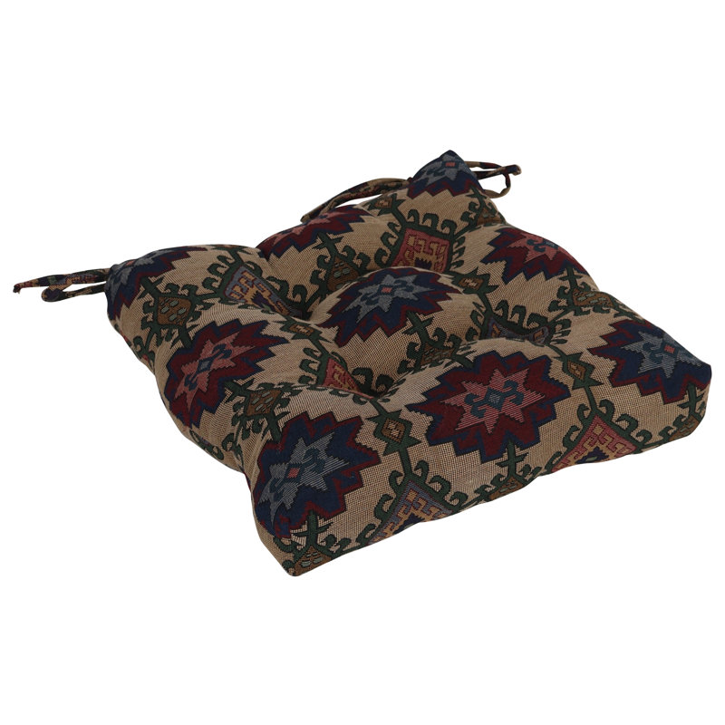16-Inch Square Woven Tapestry Tufted Chair Cushions (Set Of 2)