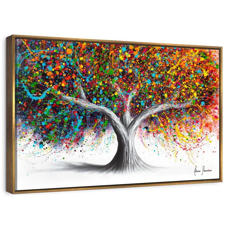 Tree Of Celebration, 40" X 27", Floating Frame Gold