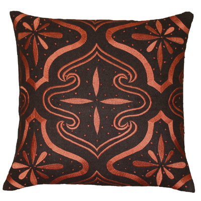 Embroidered Wool Blend Throw Pillow