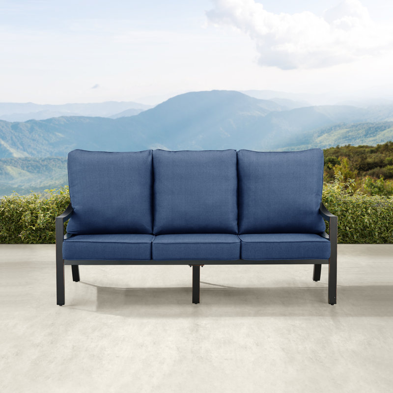 Canapé d'extérieur avec coussins 76,5 po Rodesta, Bleu