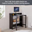 Bureau pliant noir, bureau à domicile avec tablette double couche, bureau d'écriture avec prise de courant intégrée, bureau d'ordinateur compact pour dortoir, chambre à coucher, bureau, salon-423341619