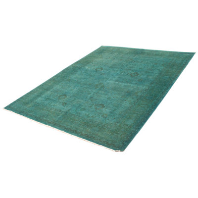 One-of-a-kind Hand Knotted Vibrance Turquoise Wool Rug 9'1" x 11'9"
