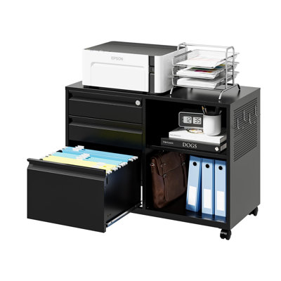 Mobile 3 Drawer File Cabinet with Lock
