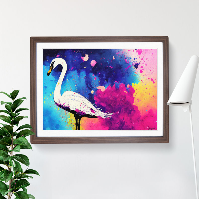 Swan Splash Vol.1 Abstract - Single Picture Frame Print, 34cm H x 46cm W x 2cm D, Walnut Framed