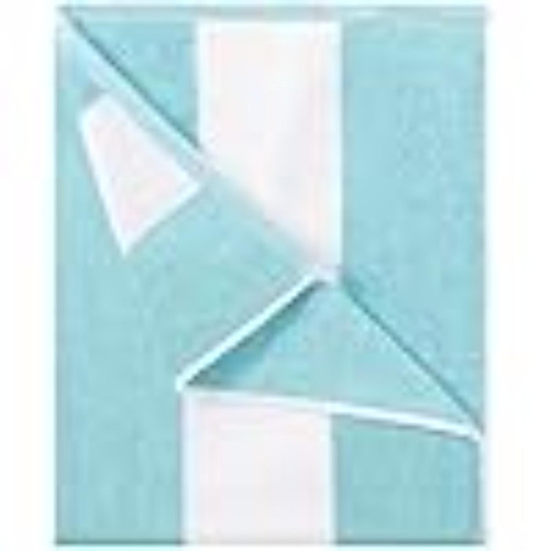 Cotton Oversized Beach Towel - Large 70 X 35 Inch Pool Towel, Striped Quick Dry Swimming Cabana Towel, Turquoise Striped