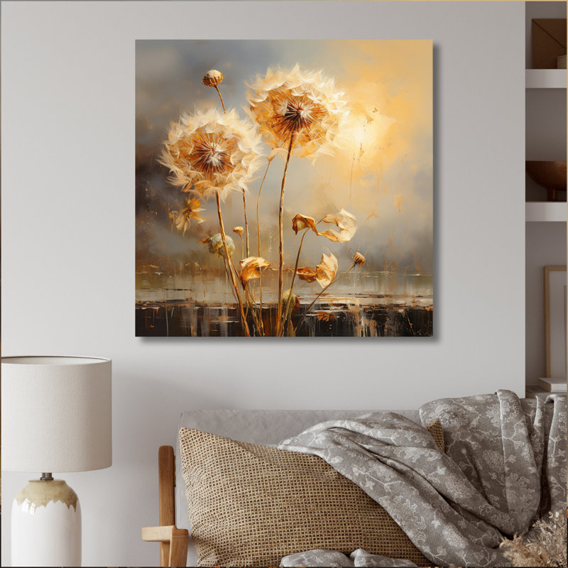 Impression romantique pissenlit blanc I - impression, H 30 po x l 30 po x P 1 po, Toile tendue