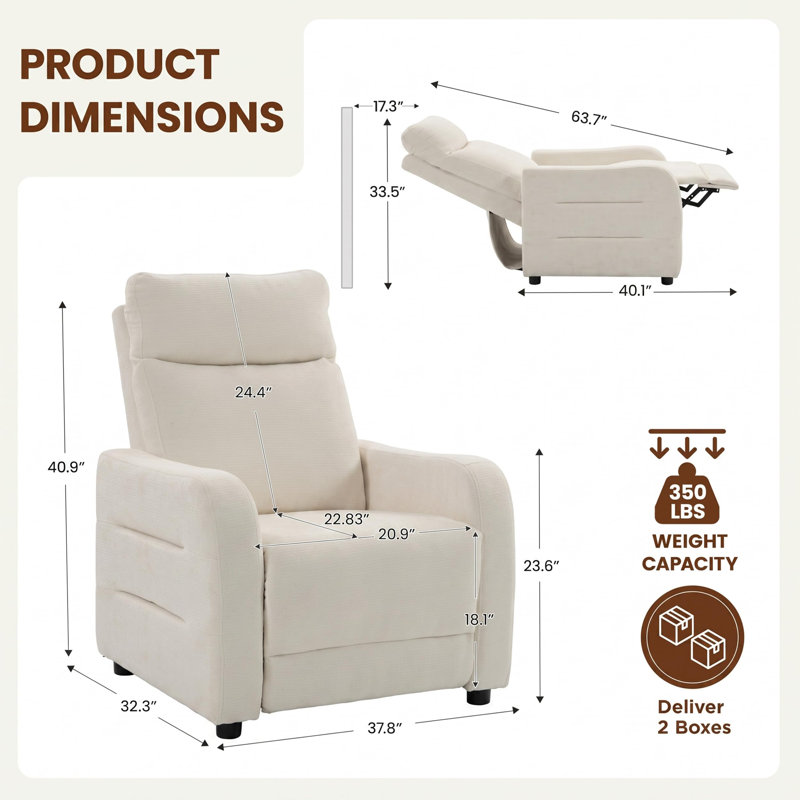 Fauteuil inclinable électrique beige, Tissu beige