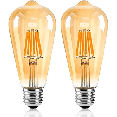 E27 Edison Screw Bulb ST64 Vintage Light Bulb, 4W=40W 2200K 2 Pack