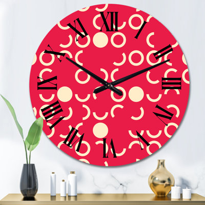 Rétro cercles sur rouge - horloge murale à motifs