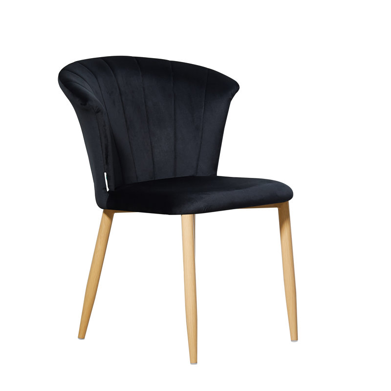 Siyana Modern Velvet Dining Chair - Ergonomic Curved Back with Solid Wooden Legs - Side Chair for Dining Room Living Room Restaurants - Single