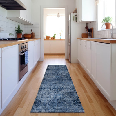 Premium Machine Washable Cerrito AMF557 Navy Rug