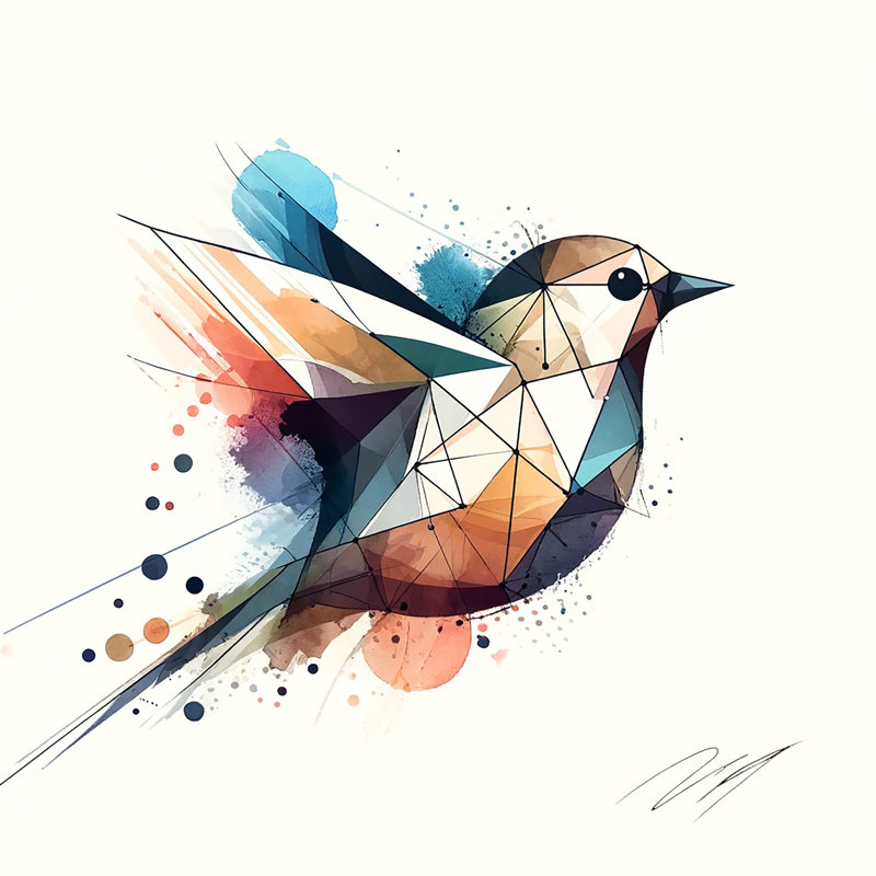 "Art géométrique aviaire" sur toile, H 24 po x l 24 po x P 1,5 po