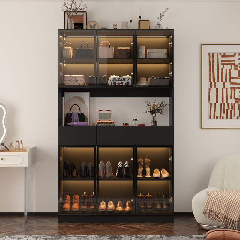 6- Door Closet System With 3 Drawer, Black