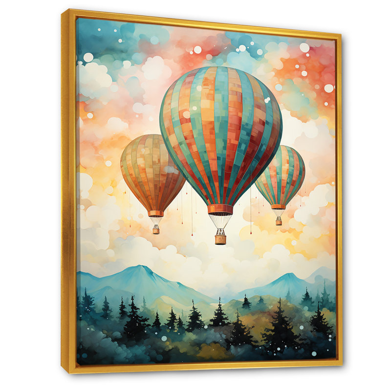 Charme classique en montgolfière II, Cadre flottant doré, H 32 po x l 24 po x P 1 po