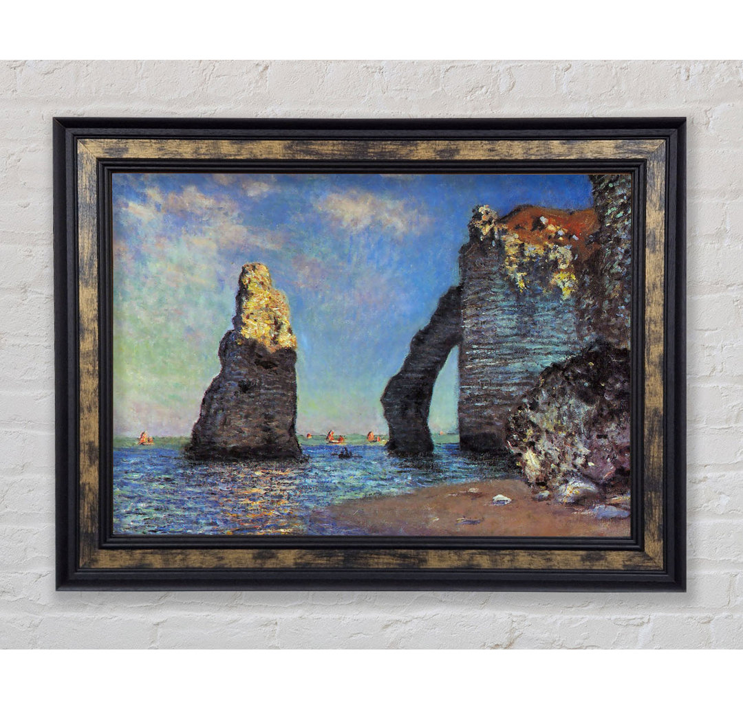 Gerahmtes Leinwandbild The Rocky Cliffs Of Etretat von Claude Monet