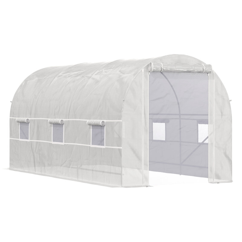Outsunny 15' X 7' X 7' Walk-In Tunnel Greenhouse, White