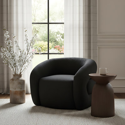Fauteuil d'appoint pivotant en tissu Roxbury Boucle