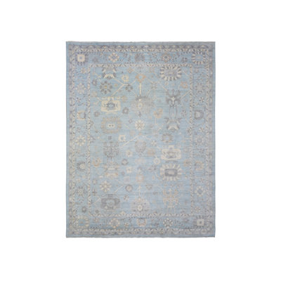 Tapis bleu en laine noué à la main 9 pi 1 po x 11 pi 10 po CCB13AC6FBF7499B941EDD99D2BB7723