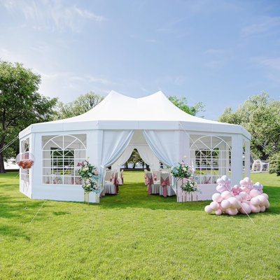 23x29FT Party Tent Canopy 12-Sided Hexagon Heavy Duty Waterproof Event Shelter for Outdoor Weddings, Commercial,Patio Parties & Backyard Gatherings, UV-Resistant