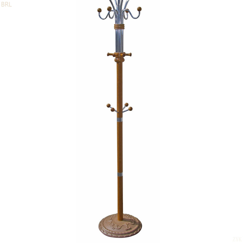 Portemanteau 73 po en chrome et bois, finition chêne, Chêne