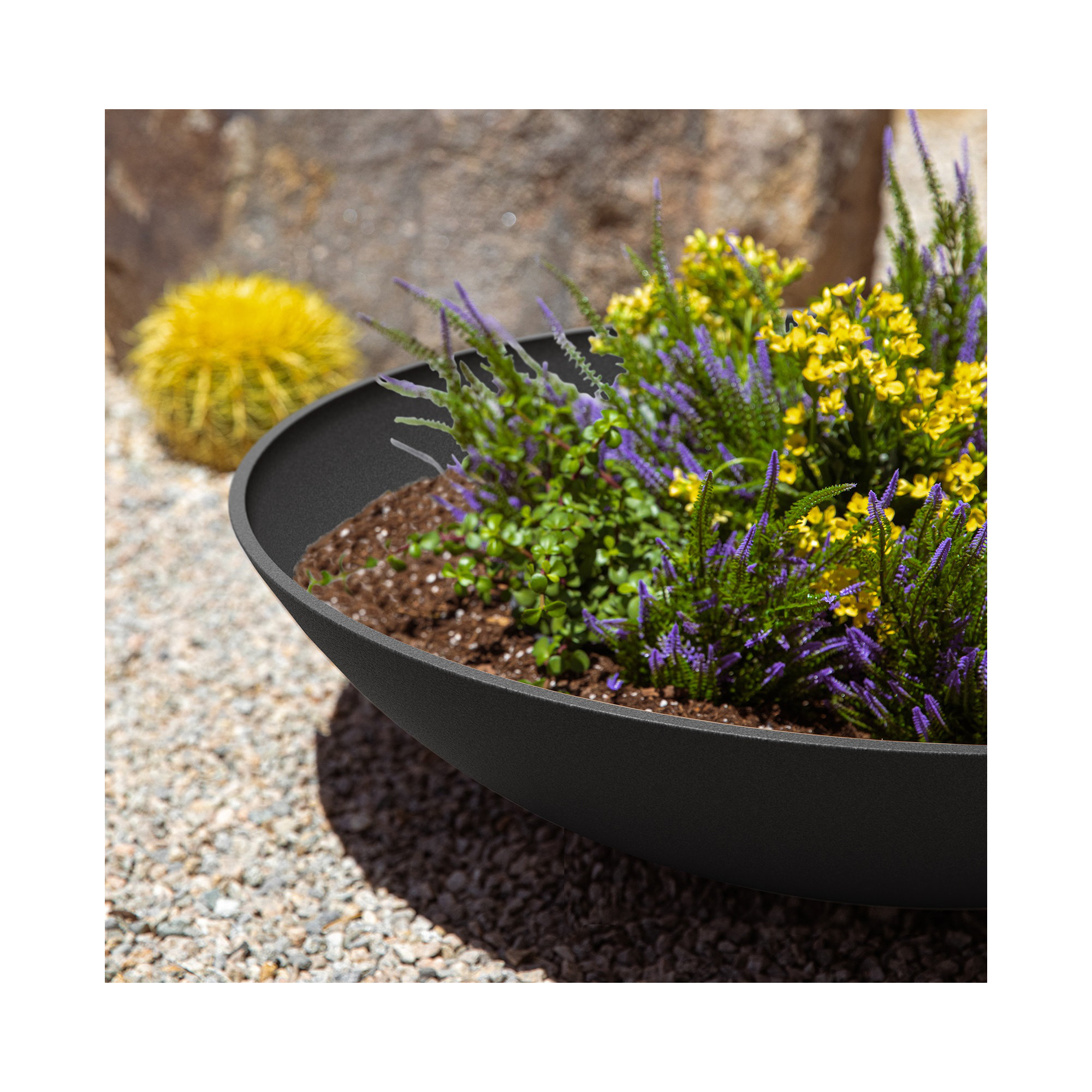 Pure Series Lane Bowl Planter, Set of 2, 8" H x 32" W x 32" D, Black