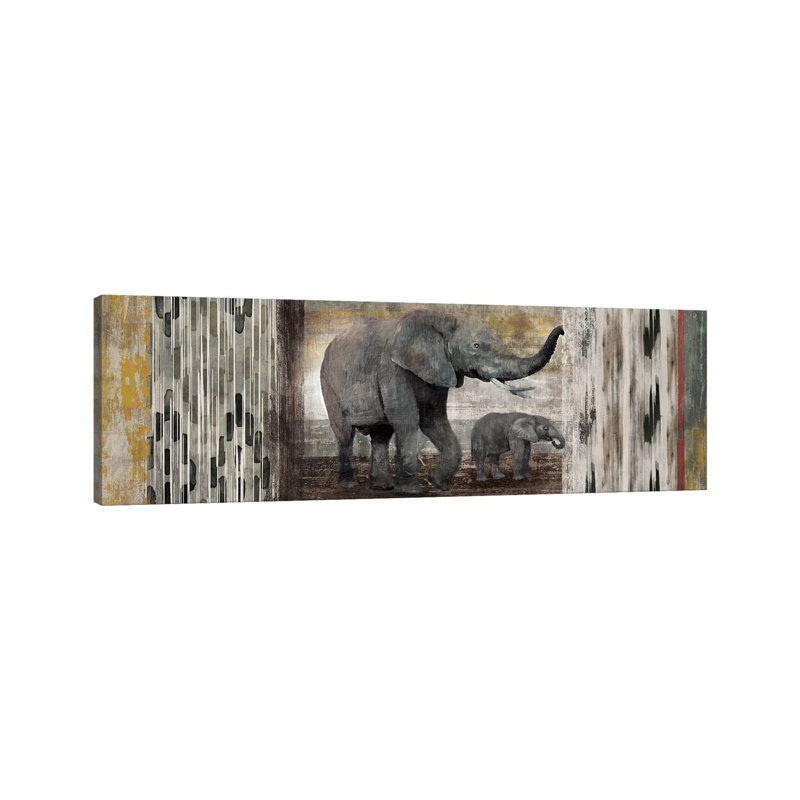 Tribal Elephants by Edward Selkirk - Wrapped Canvas Panoramic Print, 30.48 cm H x 91.44 cm W x 1.91 cm D
