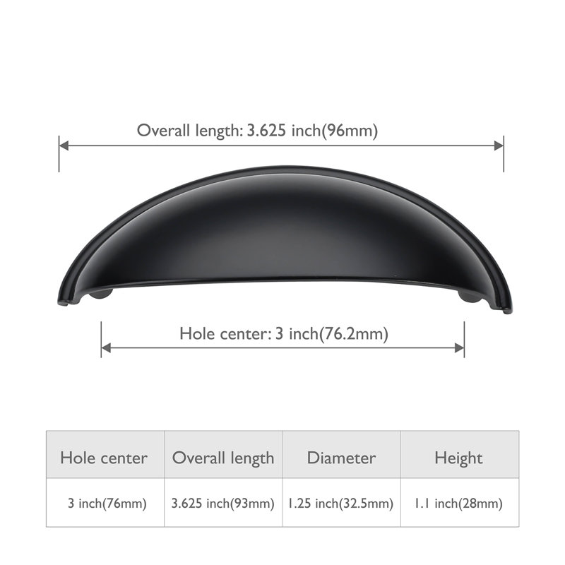 3" Center Cup/Bin Pull Multipack, Black Matte