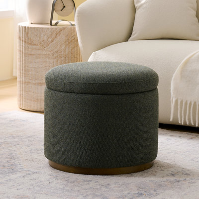 50.5cm Wide Round Solid Colour Footstool Ottoman with Storage