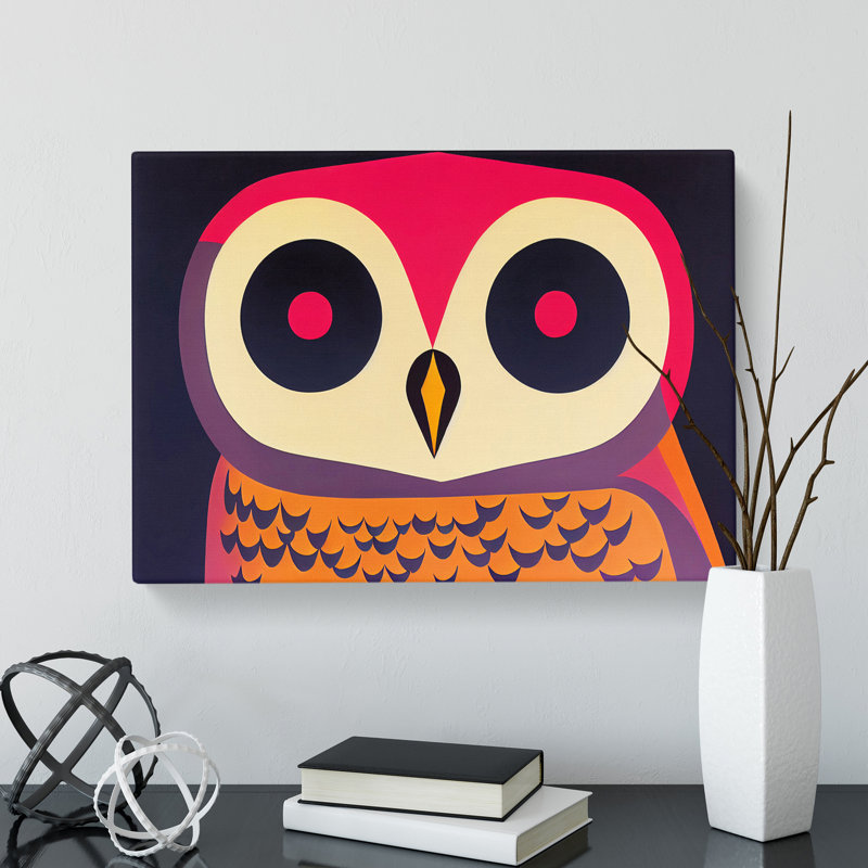 XXX-H1022-WF-6532X Owl Art Retro Vol.1 Abstract - Wrapped Canvas Print, 40cm H x 60cm W x 3cm D