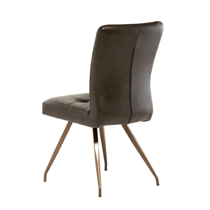Longbridge 48cm H Upholstered Metal Side Chair, Dark Brown