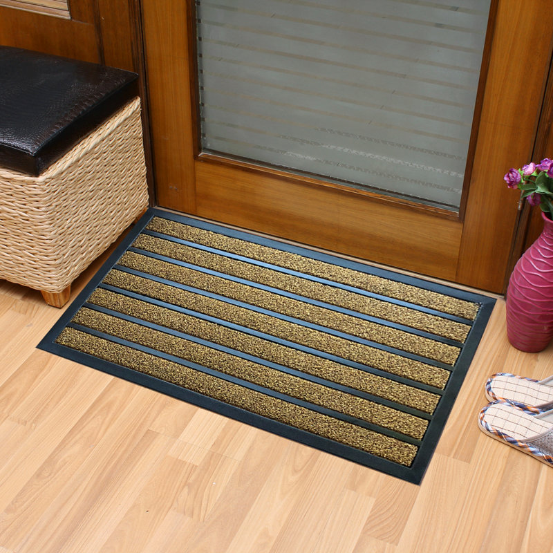 Non-Slip Striped Outdoor Doormat, Brown