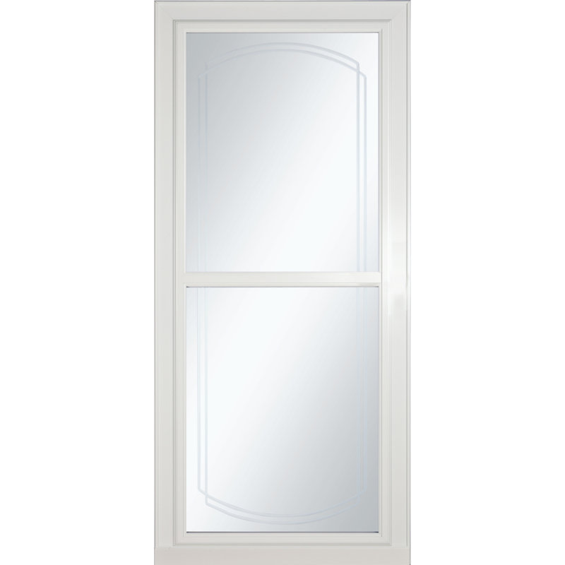 80 Series Split Fullview Bevel Storm Door with Retractable Screen (handle sold separately), White