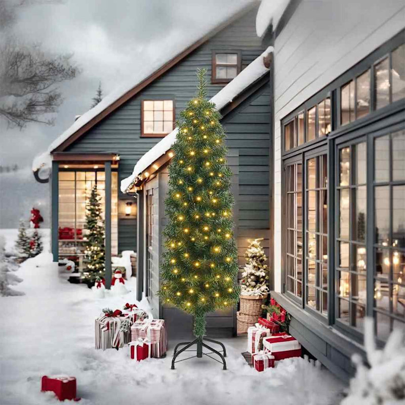 vidaXL Artificial Christmas Tree with 300 LEDs with Stand Green, 7.87 ft