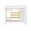Lit mezzanine simple en bois avec garde-robe, tablettes et armoire-844898478