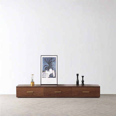 Meuble télé minimaliste en bois massif du plancher au plafond