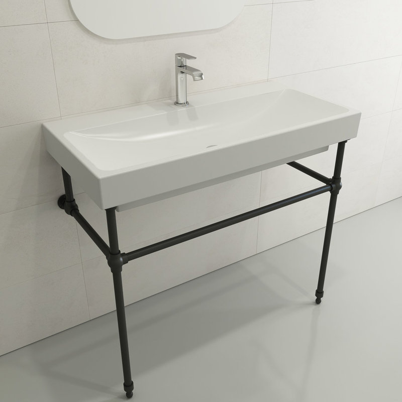Scala Arch 39.76'' L Bathroom Sink, Matte White, Single-Hole