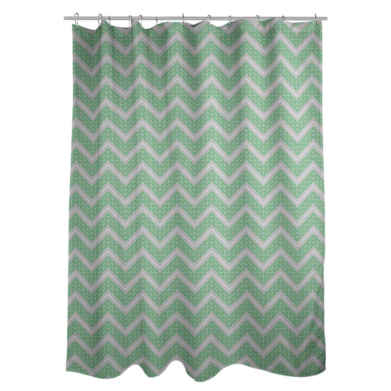 Rideau de douche simple à chevrons à la main classic, Vert / Gris