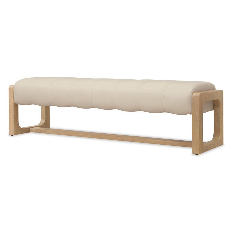 Banyon Bay Leather Bench, Cream