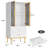 Fluted Storage Cabinet with Adjustable Shelves, Modern Tall Display Cabinet with 2 Glass Doors-634731728