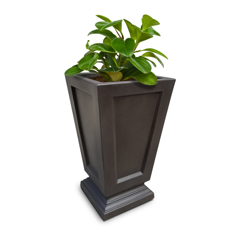 Espresso Polyethylene Tall Outdoor Planter with Water Reservoir