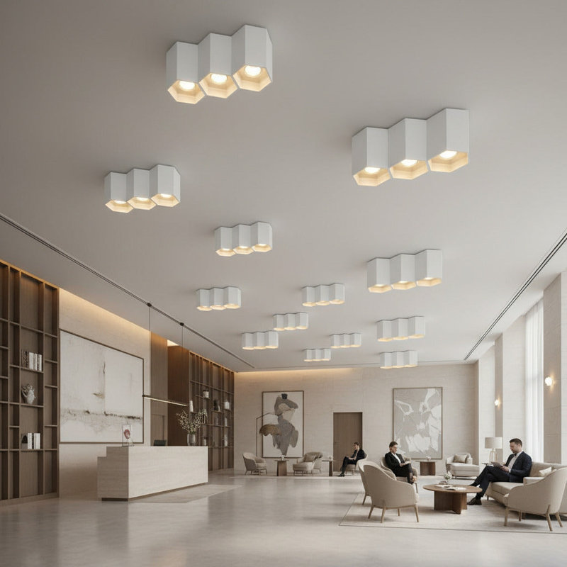 UltraBeam 15 Watt GU10 LED Dimmable Hexagonal Flush Ceiling Spot Lamp, White, 11cm H x 27cm W x 11cm D