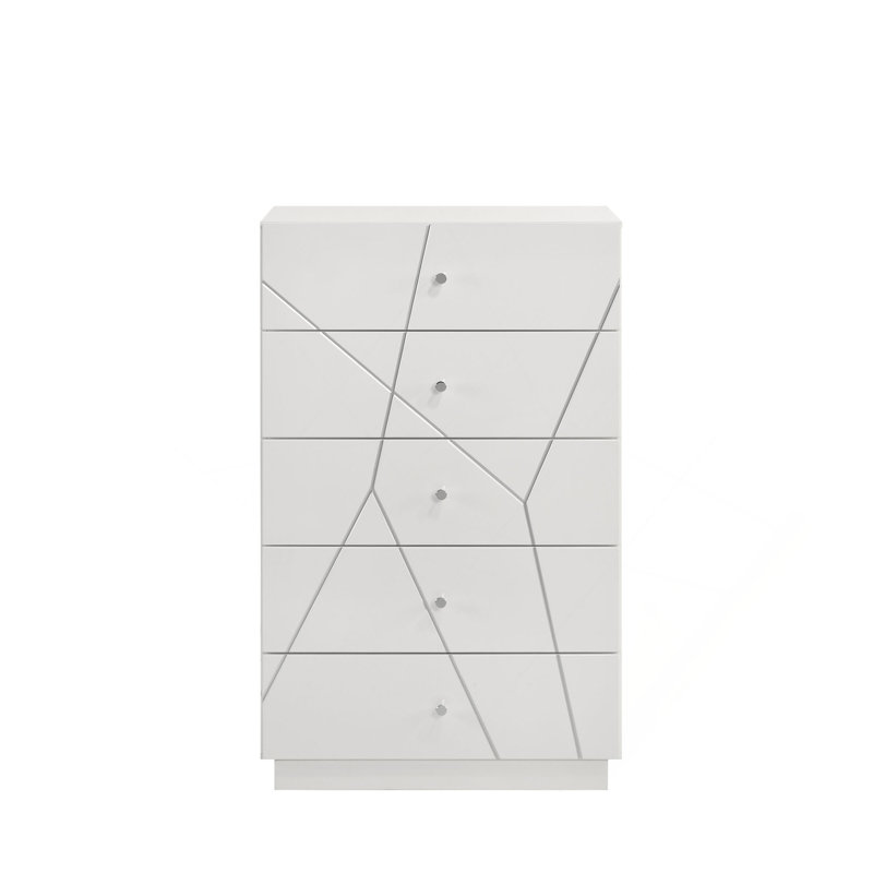 Commode Manhattan - Finition laquée avec motif géométrique et tiroirs spacieux pour un rangement moderne
