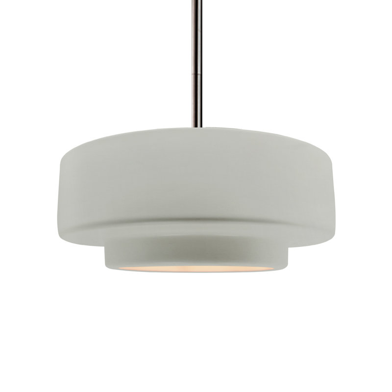 Luminaire suspendu à 1 lumière Meydan, Bisque / laiton, H 5,25 po x l 14,5 po x P 14,5 po, Nickel brossé