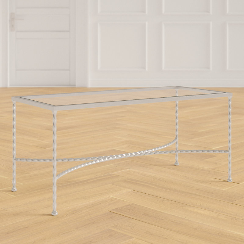 Keely Glass Top Coffee Table, Silver