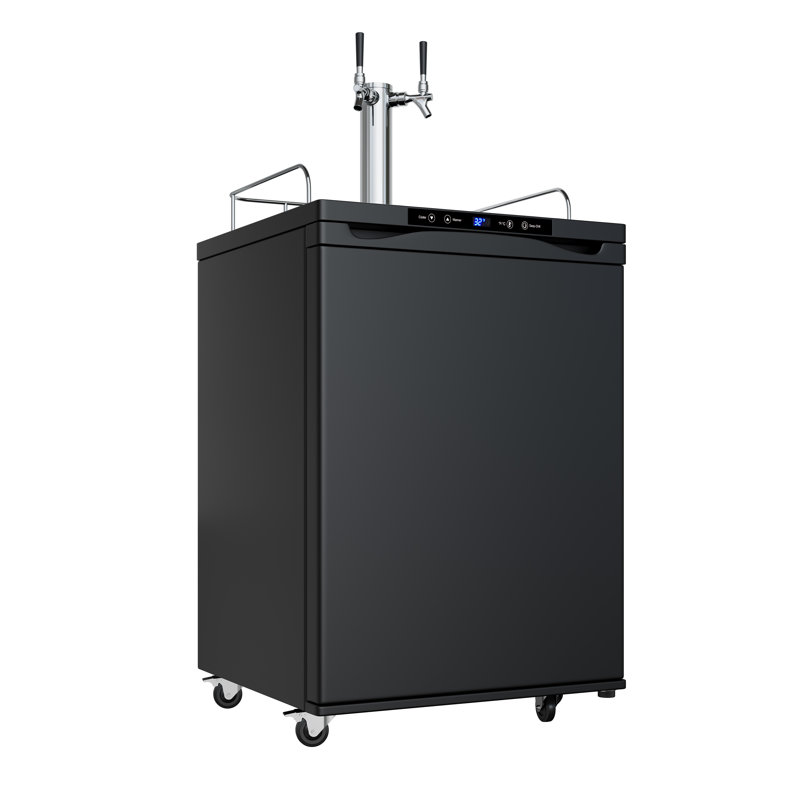 EdgeStar 5.6 Cubic Feet Dual Tap Freestanding Kegerator with, Black