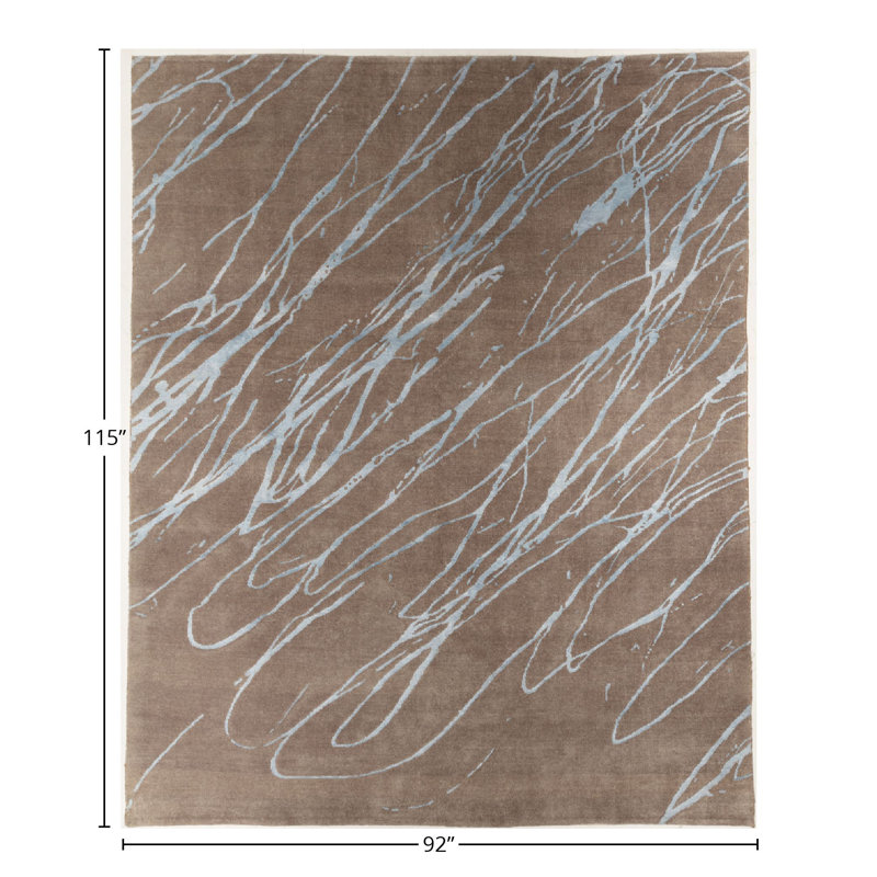 Handmade Cotton and Silk Abstract Area Rug