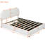Lit de rangement hydraulique en taille double avec doublure en molleton blanc doux rembourré et polyvalent-895041307