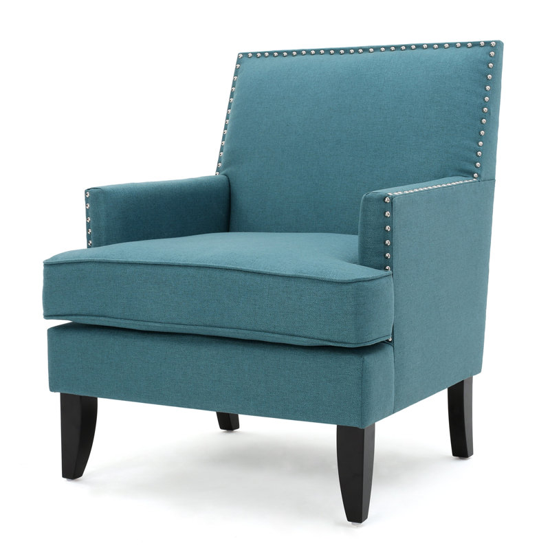 Fauteuil en polyester de 30 po de largeur Apollos, Noir sarcelle