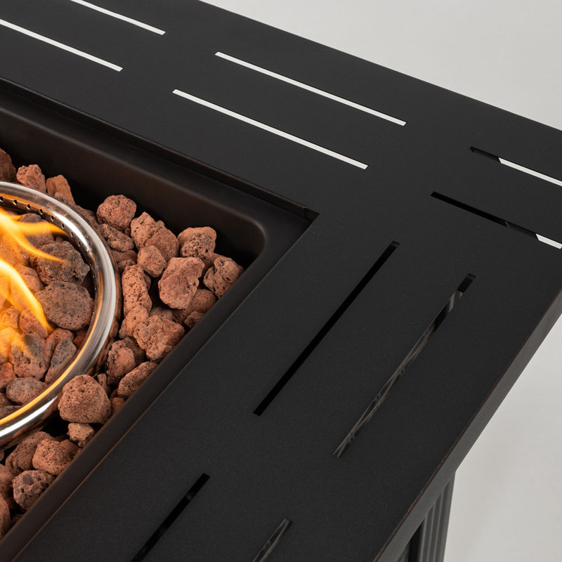 Propane Gas Fire Pit Table, 50000 BTU Square Steel Fire Pit For Cozy Outdoor Gatherings And Warmth