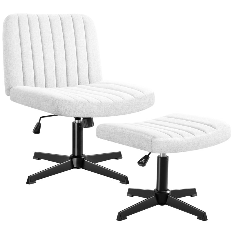 Fauteuil d'appoint rembourré avec repose-pieds Dezaree, Blanc